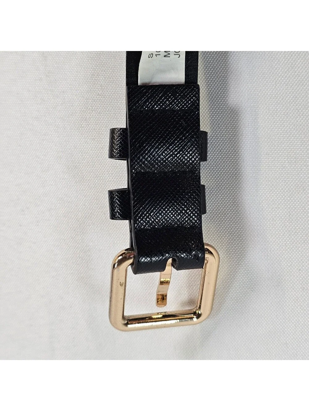 Vtg Juicy Couture Womens Black Saffiano Faux Leather Belt Gold Buckle Size Small
